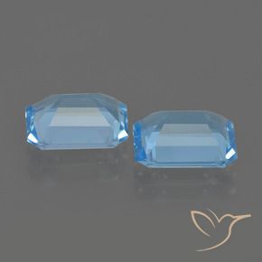 Gemas de topacio azul natural de 4,75 ct, corte esmeralda, VS