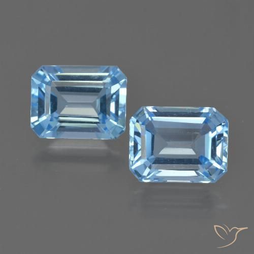 Gemas de Topacio Azul Cielo natural de 4.88 ct, corte esmeralda, VS