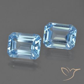 Gemas de Topacio Azul Cielo natural de 4.88 ct, corte esmeralda, VS
