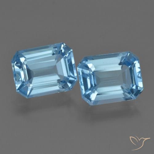 Gemas de topacio azul natural de 5,33 ct, corte esmeralda, VVS-VS