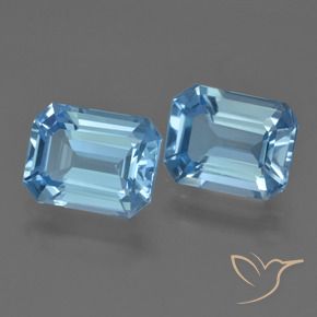 Gemas de topacio azul natural de 5,33 ct, corte esmeralda, VVS-VS