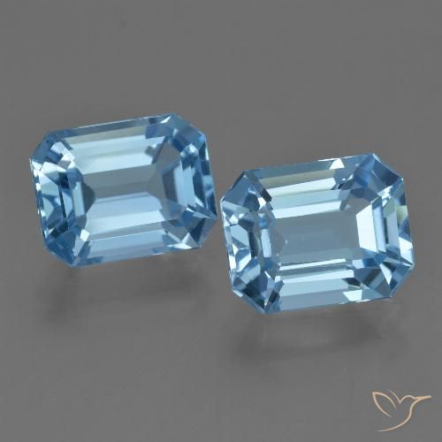 Gemas de topacio azul natural de 5,75 ct, corte esmeralda, VVS