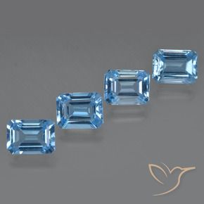 Gemas de topacio azul natural de 7,31 ct, corte esmeralda, VVS-VS