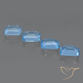 Gemas de topacio azul natural de 7,31 ct, corte esmeralda, VVS-VS