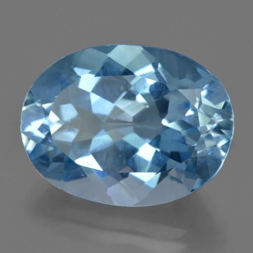 Topacio azul natural de 21,00 ct, corte óvalo, VVS-VS