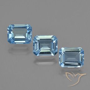 Gemas de Topacio Azul Suizo natural de 3.79 ct, Corte Octágono / Esmeralda, VS