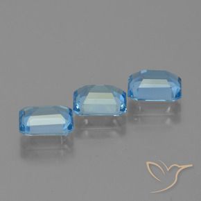 Gemas de Topacio Azul Suizo natural de 3.79 ct, Corte Octágono / Esmeralda, VS