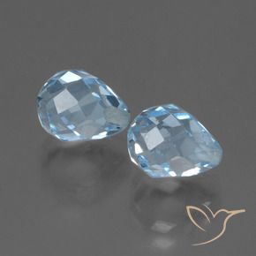 Gemas de Topacio Azul Cielo natural de 5.18 ct, Corte Briolette, VS