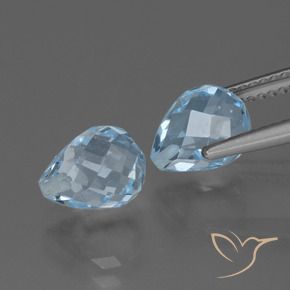 Gemas de Topacio Azul Cielo natural de 5.18 ct, Corte Briolette, VS