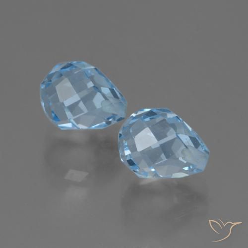 Gemas de Topacio Azul Cielo natural de 5.06 ct, Corte Briolette, VVS-VS