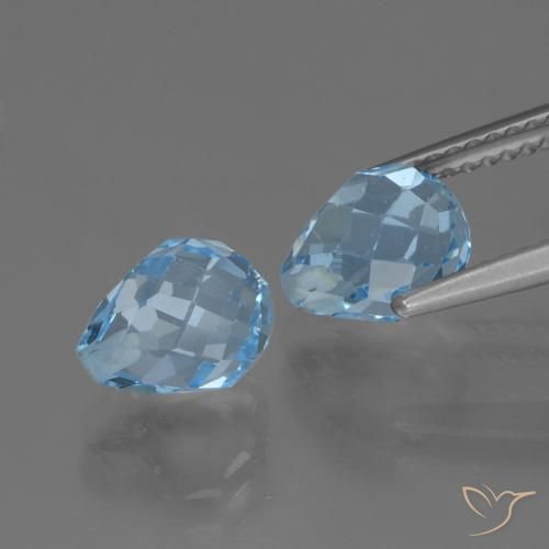 Gemas de Topacio Azul Cielo natural de 5.06 ct, Corte Briolette, VVS-VS