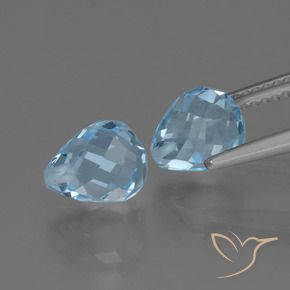Gemas de Topacio Azul Cielo natural de 4.96 ct, Corte Briolette, VVS-VS