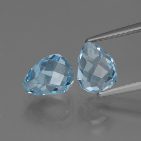 Gemas de topacio azul natural de 5,26 ct, briolette, VVS-VS