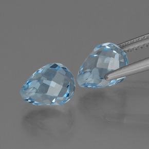 Gemas de topacio azul natural de 5,26 ct, briolette, VVS-VS