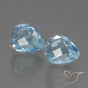 Gemas de Topacio Azul Cielo natural de 5.29 ct, Corte Briolette, VVS-VS