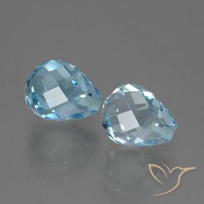 Gemas de Topacio Azul Suizo natural de 5.25 ct, Corte Briolette, VVS-VS