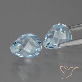 Gemas de Topacio Azul Suizo natural de 5.25 ct, Corte Briolette, VVS-VS