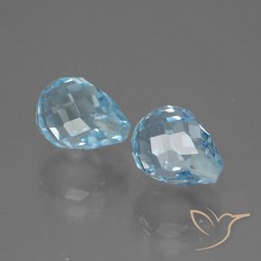 Gemas de Topacio Azul Cielo natural de 4.98 ct, Corte Briolette, VVS-VS
