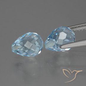Gemas de Topacio Azul Cielo natural de 4.98 ct, Corte Briolette, VVS-VS