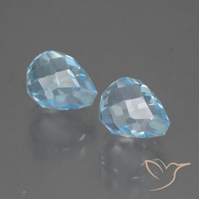 Gemas de Topacio Azul Suizo natural de 5.07 ct, Corte Briolette, VVS-VS