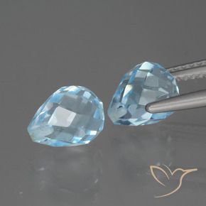 Gemas de Topacio Azul Suizo natural de 5.07 ct, Corte Briolette, VVS-VS