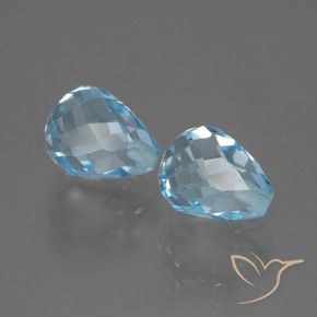 Gemas de Topacio Azul Suizo natural de 5.00 ct, Corte Briolette, VVS-VS