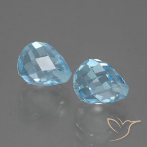 Gemas de Topacio Azul Cielo natural de 5.08 ct, Corte Briolette, VVS-VS