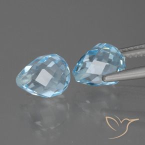 Gemas de Topacio Azul Cielo natural de 5.08 ct, Corte Briolette, VVS-VS
