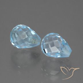 Gemas de Topacio Azul Cielo natural de 5.12 ct, Corte Briolette, VVS-VS