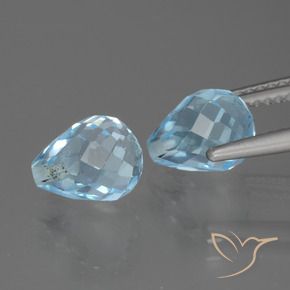 Gemas de Topacio Azul Cielo natural de 5.12 ct, Corte Briolette, VVS-VS