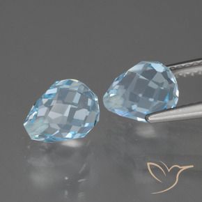 Gemas de Topacio Azul Cielo natural de 5.41 ct, Corte Briolette, VVS-VS