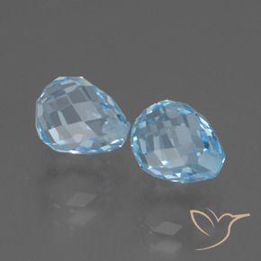 Gemas de Topacio Azul Cielo natural de 5.46 ct, Corte Briolette, VS