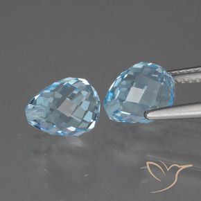 Gemas de Topacio Azul Cielo natural de 5.46 ct, Corte Briolette, VS