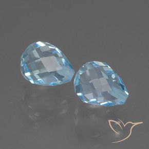 Gemas de Topacio Azul Cielo natural de 5.27 ct, Corte Briolette, VS