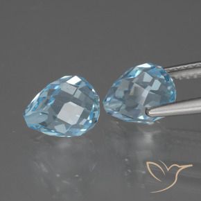 Gemas de Topacio Azul Cielo natural de 5.27 ct, Corte Briolette, VS