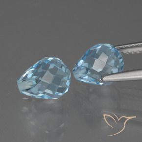Gemas de Topacio Azul Cielo natural de 5.20 ct, Corte Briolette, VVS