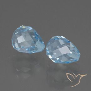 Gemas de Topacio Azul Cielo natural de 5.25 ct, Corte Briolette, VVS-VS