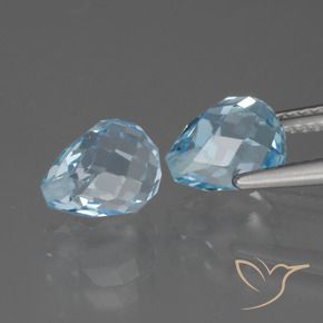 Gemas de Topacio Azul Cielo natural de 5.25 ct, Corte Briolette, VVS-VS
