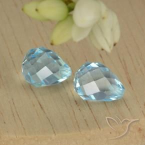 Gemas de Topacio Azul Cielo natural de 5.21 ct, Corte Briolette, VVS-VS