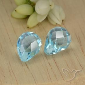 Gemas de Topacio Azul Cielo natural de 5.21 ct, Corte Briolette, VVS-VS