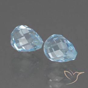 Gemas de Topacio Azul Cielo natural de 5.26 ct, Corte Briolette, VVS-VS