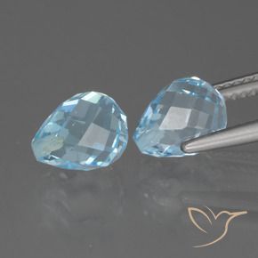 Gemas de Topacio Azul Cielo natural de 5.26 ct, Corte Briolette, VVS-VS