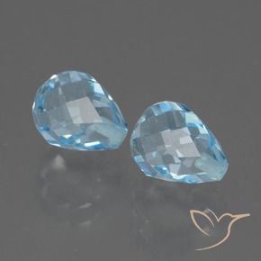 Gemas de Topacio Azul Cielo natural de 5.10 ct, Corte Briolette, VVS-VS
