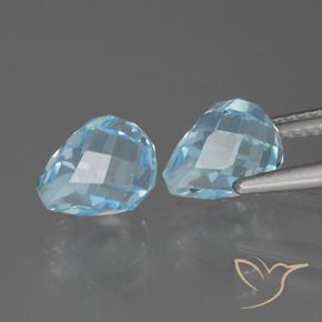 Gemas de Topacio Azul Cielo natural de 5.10 ct, Corte Briolette, VVS-VS
