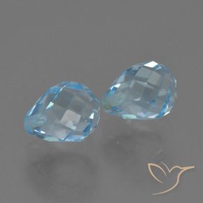 Gemas de Topacio Azul Cielo natural de 5.11 ct, Corte Briolette, VS