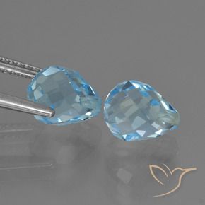 Gemas de Topacio Azul Cielo natural de 5.11 ct, Corte Briolette, VS
