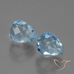 Gemas de Topacio Azul Cielo natural de 5.25 ct, Corte Briolette, VVS-VS