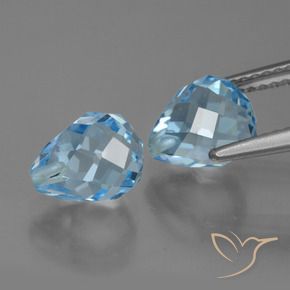 Gemas de Topacio Azul Cielo natural de 5.25 ct, Corte Briolette, VVS-VS