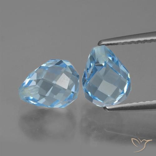 5.21ctw Natural Azul Suizo Topacio, Corte Briolette, VVS-VS