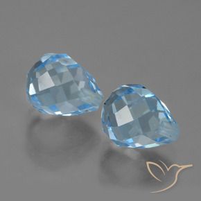 Gemas de Topacio Azul Suizo natural de 5.21 ct, Corte Briolette, VVS-VS